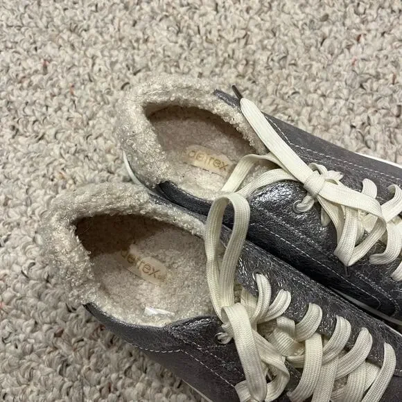 Aetrex Cozy Blake Silver Sneakers Sz 8.5 Womens Leather Metallic Comfort - Picture 3 of 8